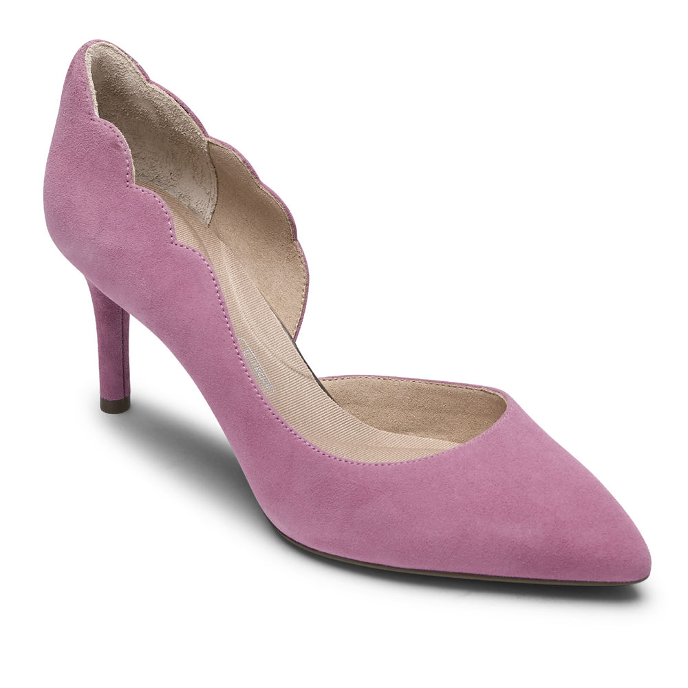 Rockport Heels For Womens Pink - Total Motion 75mm Scalloped DOrsay - EK4270916